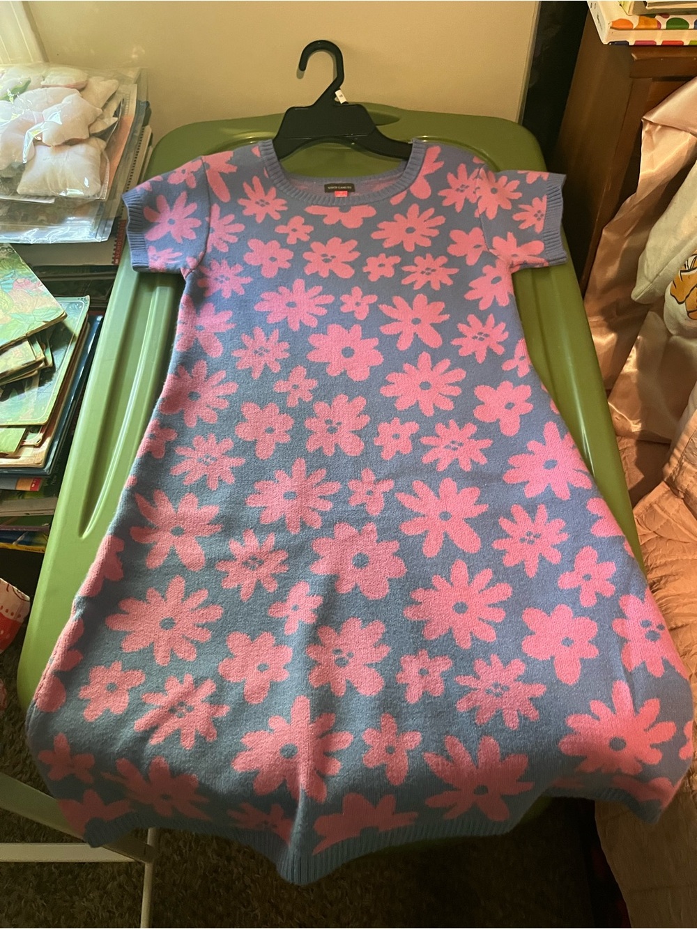 Vince Camuto Girls Blue Dress with Pink Floral Print